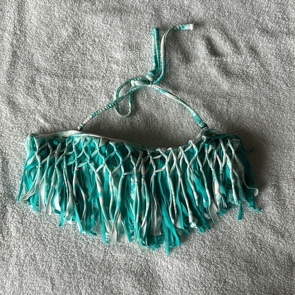 Venus Fringe Teal Bandeau Swim- Size 2 - Picture 5 of 7